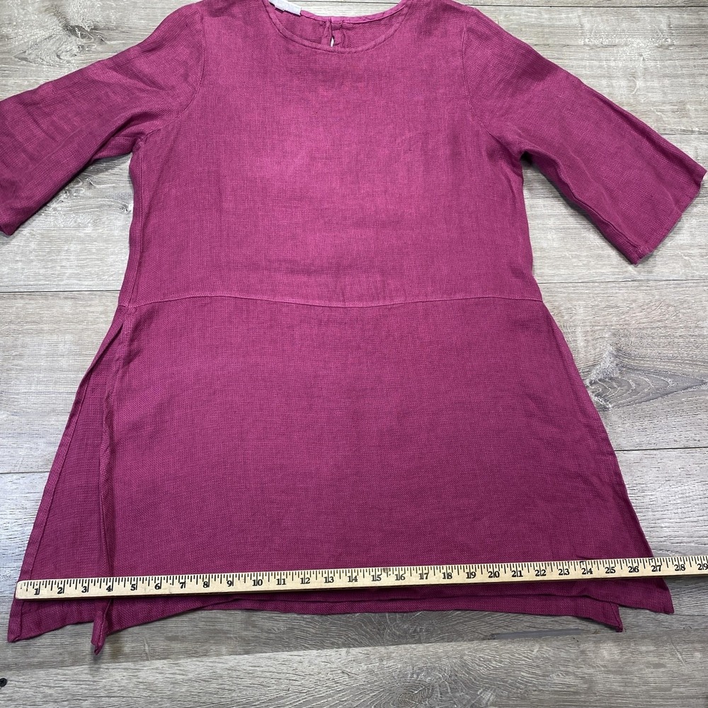 Bryn Walker Tunic Top Womens XS Magenta Linen 3/4 Sleeve A-Line Made USA Keyhole - Picture 9 of 15